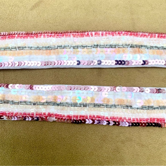 Sequined shimmer sparkly fabric tie belt - Picture 5 of 8